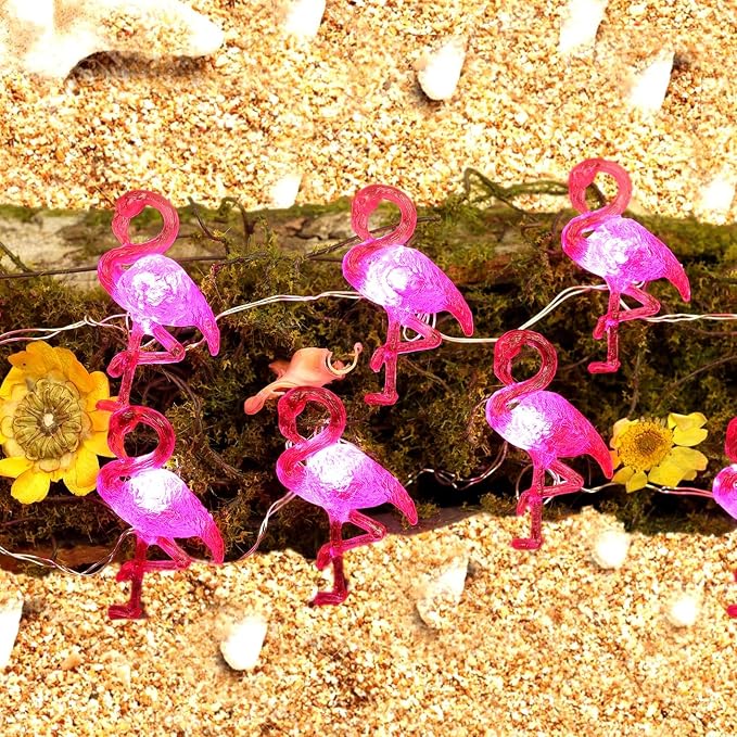 Outdoor Solar Lights for Outside Pink Flamingo Garden Decor 14ft 40LED Solar - Image 5