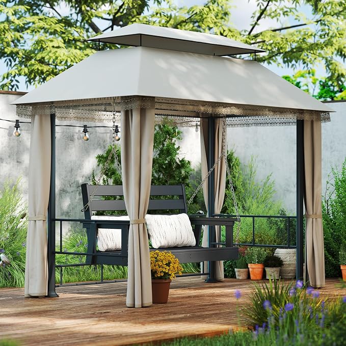 IVY&LANE Outdoor Porch Swing | HDPE Plastic | 2-Person | Hanging Bench Swings | - Image 5