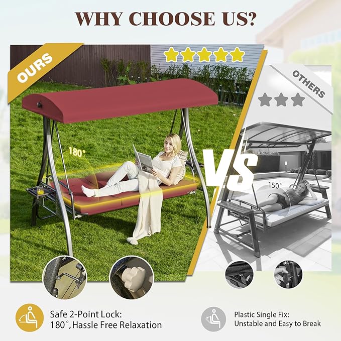 Upgrade 180° Convertible Outdoor Swing - Image 2