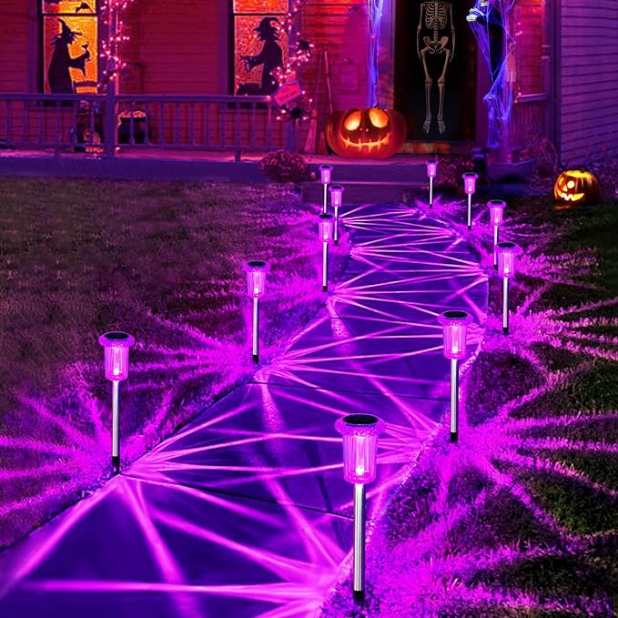 Christmas Solar Lights Outdoor 10 Pack Solar Pathway Lights Outdoor Halloween - Image 8