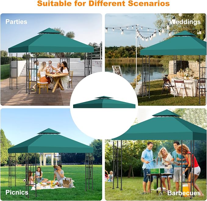10x10 Canopy Replacement Top Cover Canopy Top Replacement Double Layer Vented - Image 8