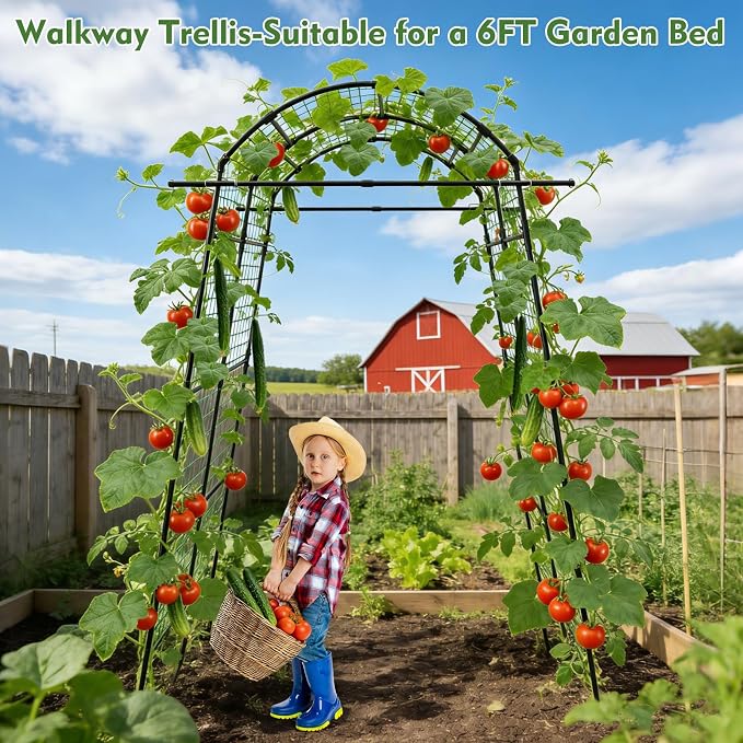 AGTEK 87in Garden Arch Trellis for Climbing Plants, Garden Arches Support - Image 3