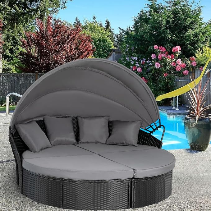 Outdoor Round daybed Cushion Cover, 4 in 1 Cushion Cover - Image 4