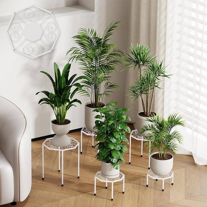 5-Pack Metal Plant Stands for Outdoor Indoor, Anti-Rust Iron Flower Pot Stand by NBPUJ