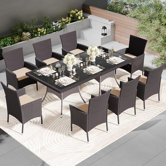 Kullavik 10-Piece Outdoor Dining Set Patio Rattan Furniture Set, Patio Dining - Image 7
