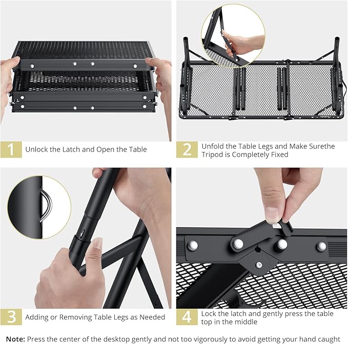 Anbte Folding Grill Table, 3ft Tri-Fold Aluminum Folding Table Adjustable - Image 9