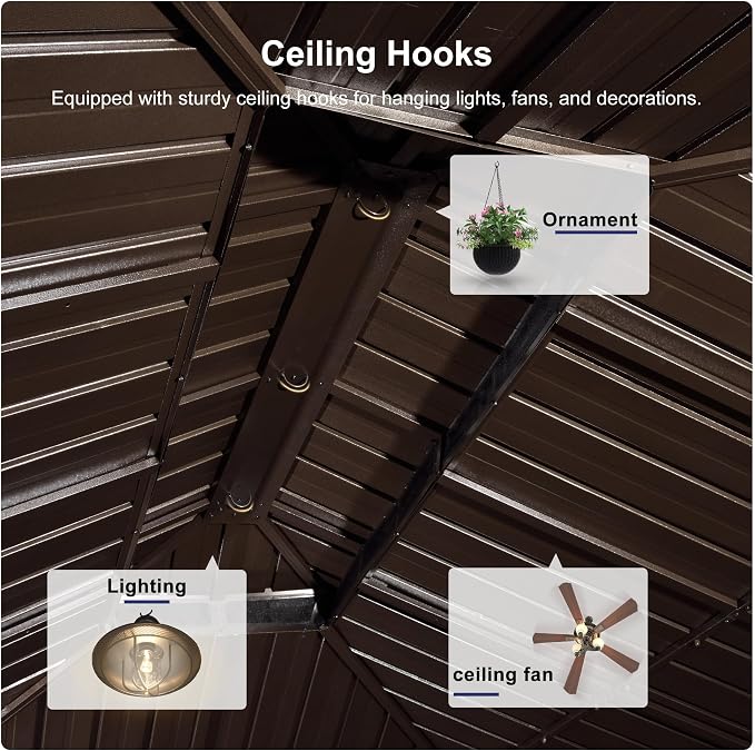 PURPLE LEAF Hardtop Gazebo 12' X 16' Metal Roof - Image 9