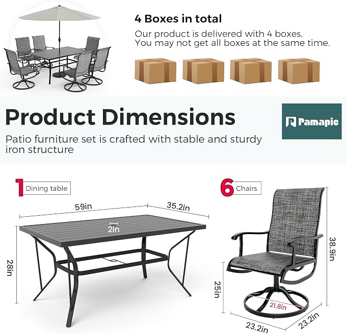 7-Piece Outdoor Dining Set, Patio Furniture Set - Image 7