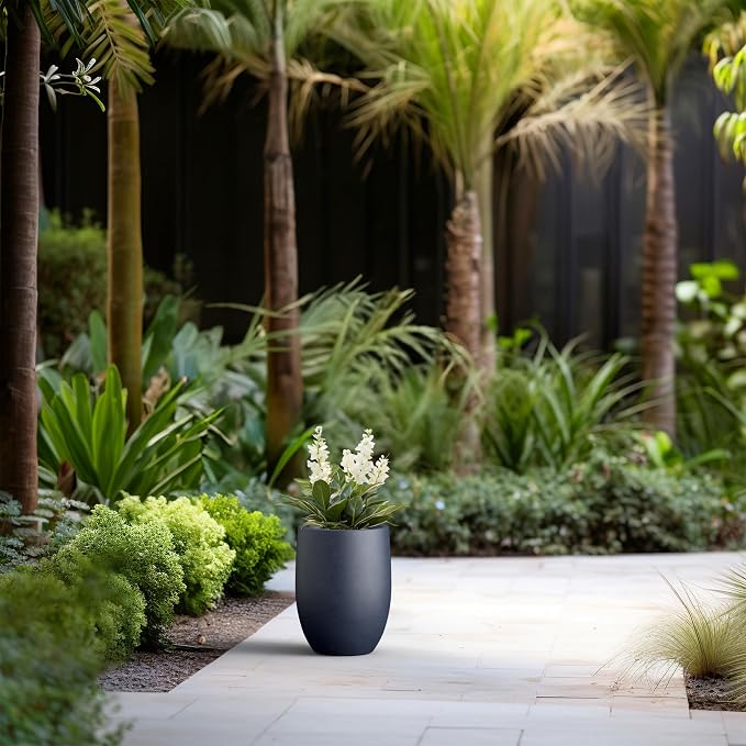 Kante 11.8 Inch Tall Concrete Planter, Large Indoor Outdoor Plant Pot - Image 6