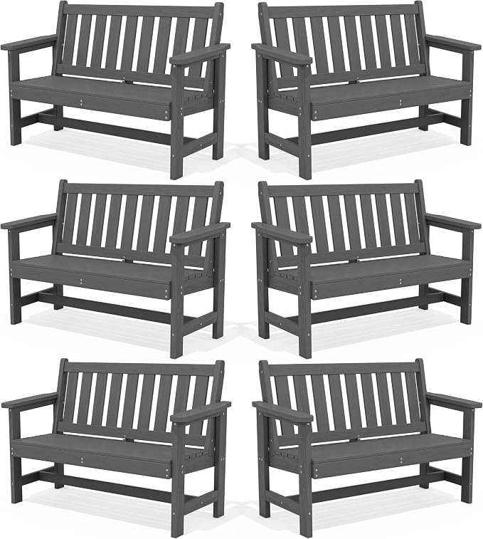 SERWALL Outdoor Bench, HDPE Outdoor Benches Weatherproof, 2-Person Garden Bench by SERWALL