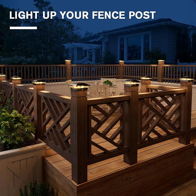 VOLISUN Solar Post Cap Light Outdoor Waterproof 4pack, Solar Fence - Image 2