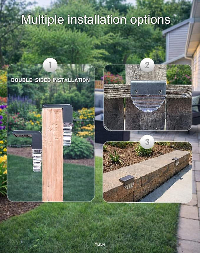 TIJNN Solar Deck Lights Outdoor, Fence Lights Waterproof Led Lights - Image 5