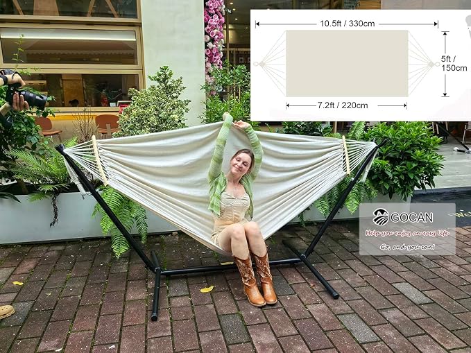 Double Hammock 2 Person Extra Large 220x150cm Total Length 330cm Load 500lb - Image 2