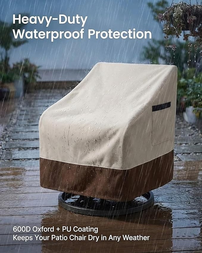 Waterproof Patio Chair Covers, Heavy Duty 600D Lawn Outdoor Furniture Covers - Image 2