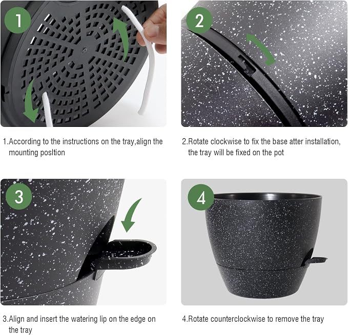 Large Self Watering Pots, 12/10/9 Plastic Planters - Image 4