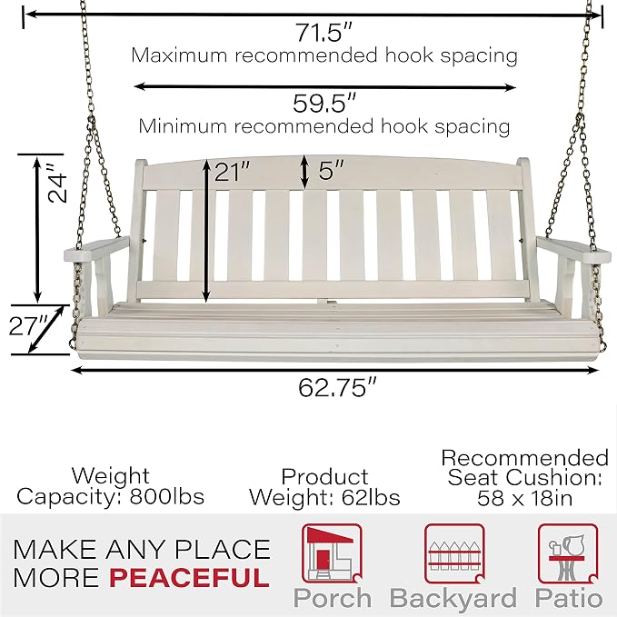 Amish Casual Heavy Duty 800 Lb Mission Treated Porch Swing - Image 7