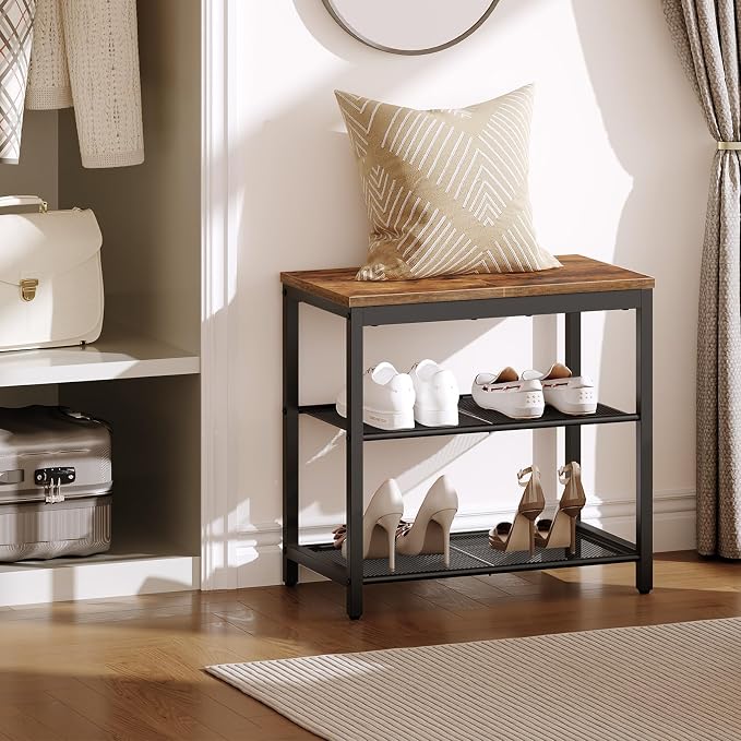HOOBRO Shoe Bench, 3-Tier Shoe Rack, Industrial Shoe Organizer Storage Bench - Image 2