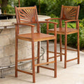 COSTWAY Outdoor Bar Chairs Set of 2, Armrest and Footrest, Patio High Top Chairs by COSTWAY