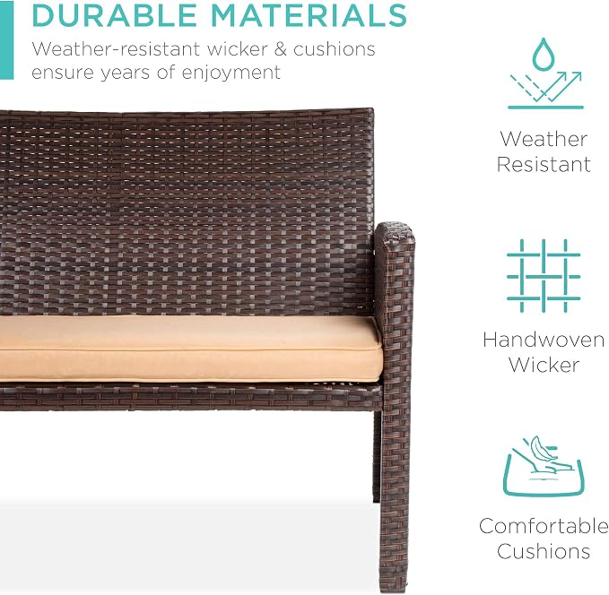 Best Choice Products 4-Piece Outdoor Wicker Patio Conversation Furniture Set - Image 3