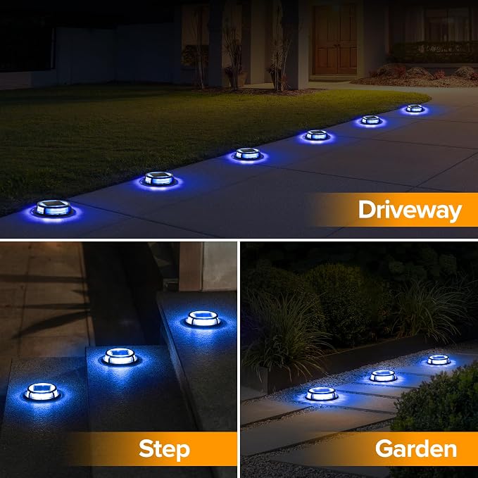 LUTEC 12 Pack Solar Deck Lights Driveway Dock 12 LEDs Light Solar Powered - Image 7