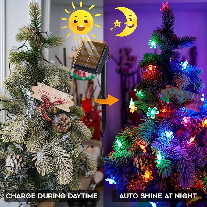 suddus Solar String Lights for Outside, 2 Pack 100 LED Flower Solar Powered - Image 7