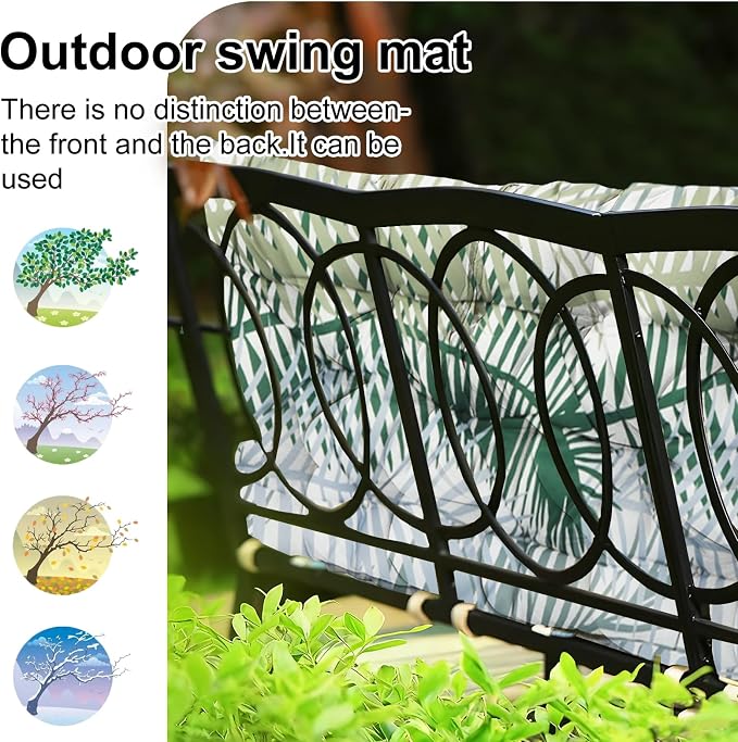 Waterproof Porch Swing Cushion Replacement, Thick 4" 2–3 Seat Outdoor Swing - Image 4