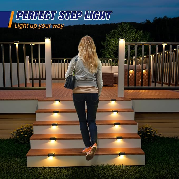 APONUO Solar Deck Lights 24 Pack Black, Solar Lights Outdoor Waterproof - Image 3