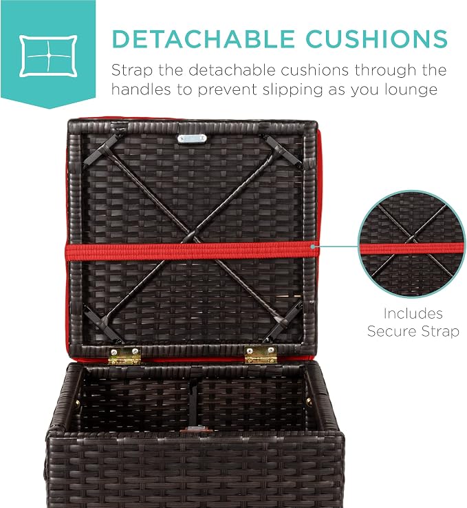 Best Choice Products Set of 2 Wicker Ottomans, Additional Seating, Side Table - Image 6