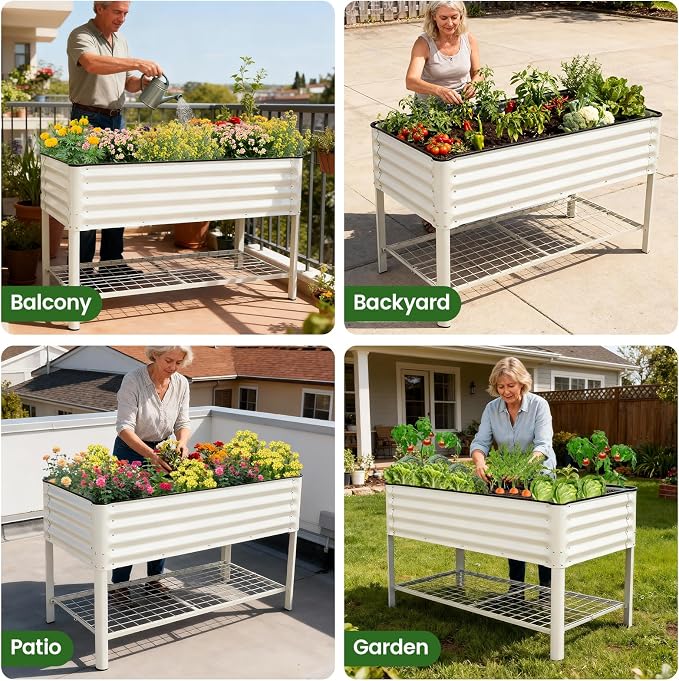 Elevated Raised Garden Bed 2' x 4'- Galvanized Metal Planter Boxes - Image 7