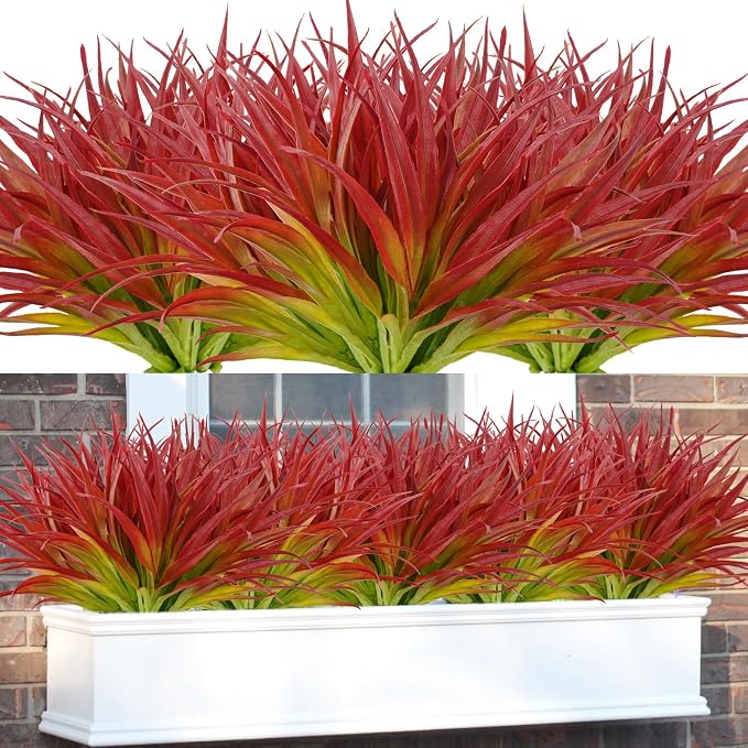 16Pcs Artificial Grass Fake Plants 17.3in Outdoor Plants UV Resistant Greenery by Phliofd