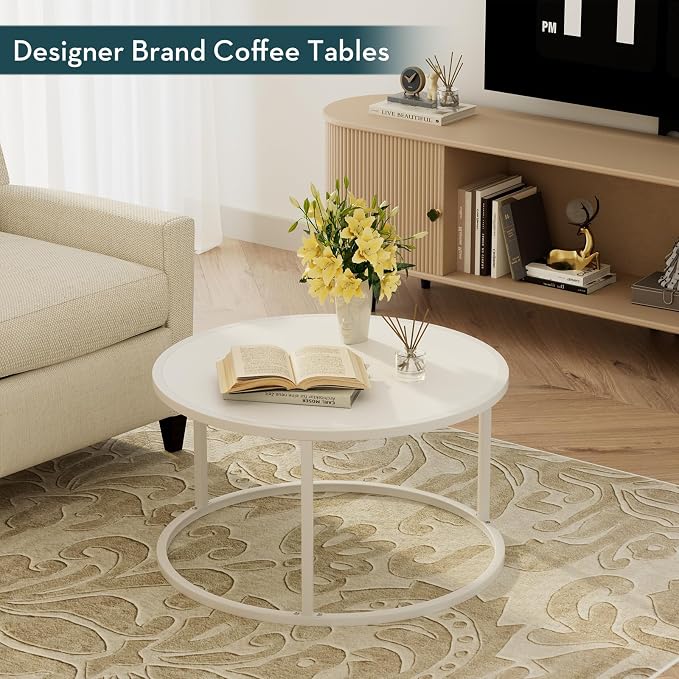 SAYGOER Small Round Coffee Table, Modern Center Table - Image 8