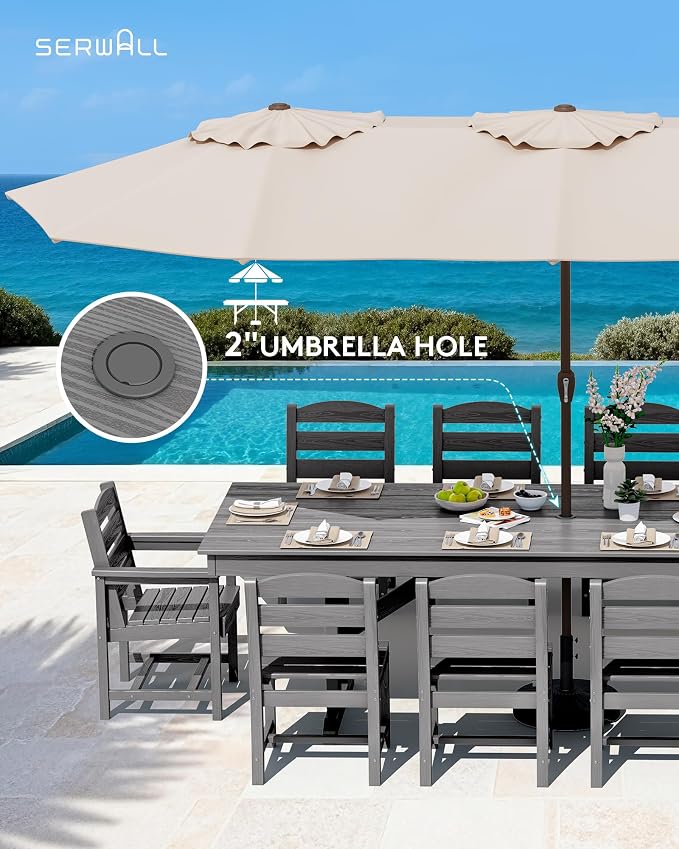 SERWALL 11 Piece Outdoor Dining Set - Image 5
