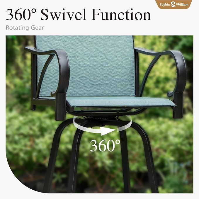 Sophia & William Outdoor Bar Set, Patio Bar Table and Chairs Set, Bar Height - Image 5