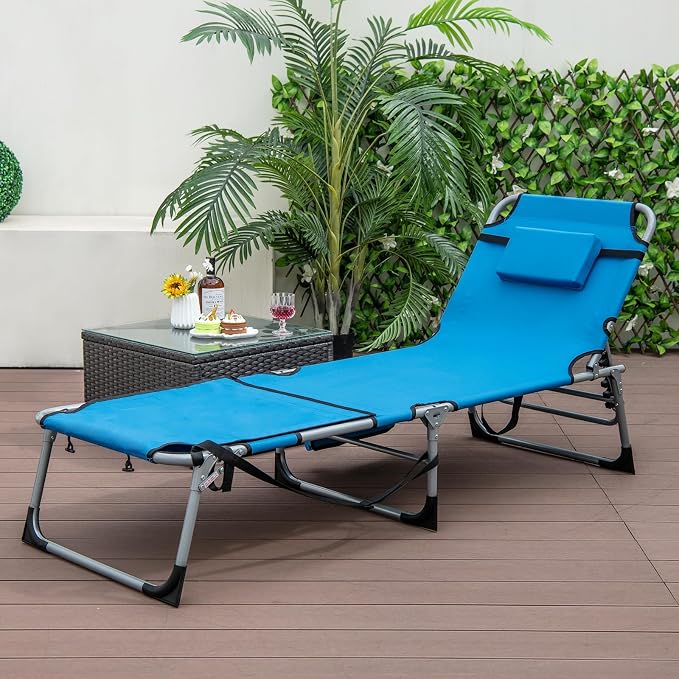 GYMAX Tanning Chair, 330LBS Beach Lounge Chair - Image 2