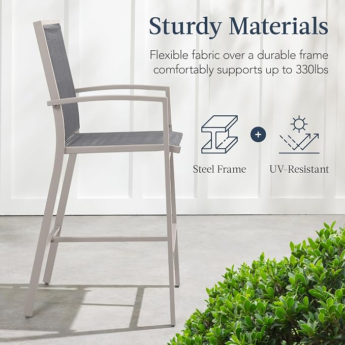 Best Choice Products Outdoor Bar Stools Set of 2, Bar Height, Patio Furniture - Image 5