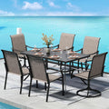 PHI VILLA 7 PCS Patio Dining Set, 2 Swivel & 4 Stable Outdoor Dining Chairs by PHIVILLAThepioneerofcomfortablehouseholdsupplies