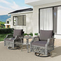 HOMREST 3 Piece Outdoor Swivel Chair Set, Wicker Patio Bistro Set by HOMREST