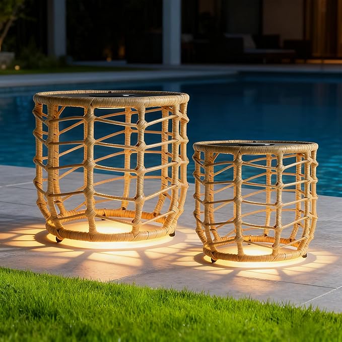 PARTPHONER Boho Solar Outdoor Side Table by PARTPHONER