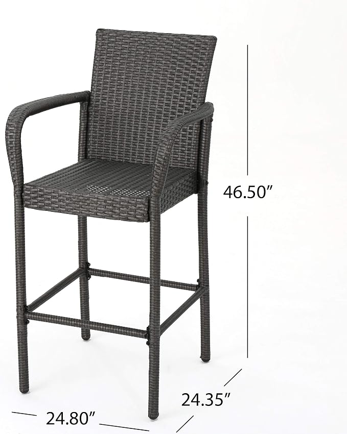 Christopher Knight Home Delfina Outdoor Wicker Barstools, 4-Pcs Set - Image 3