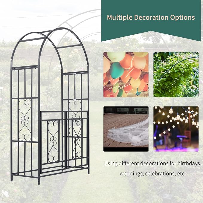 Outsunny 81" Metal Garden Arbor - Image 6
