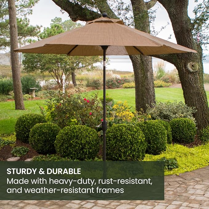 Hanover Montclair 9' Market Outdoor Umbrella, All-Weather, Crank Lever - Image 6