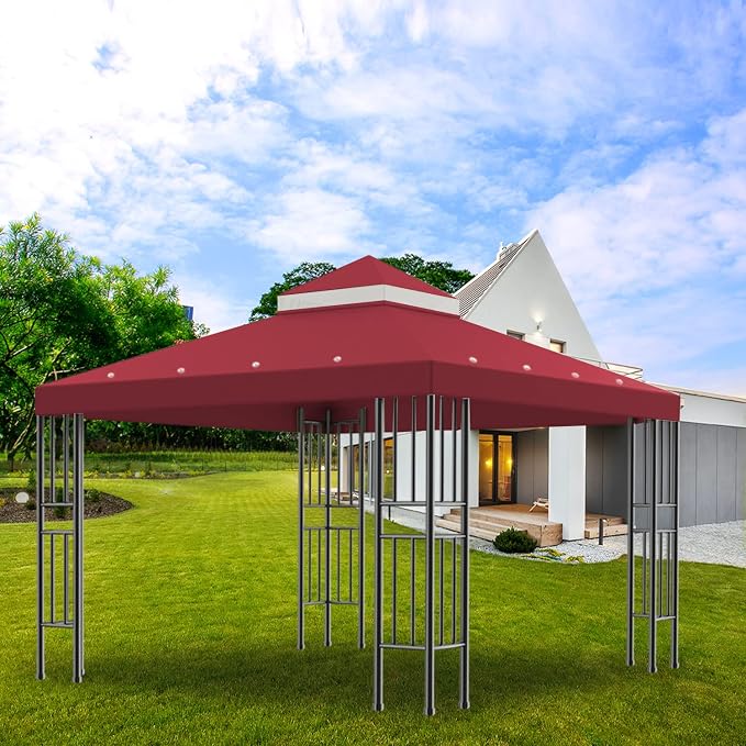 Sumfaller 10x10 FT Gazebo Replacement Canopy Top Cover Double Tiered Canopy Top - Image 7