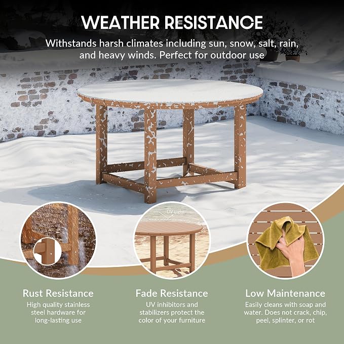 WestinTrends Malibu Low Outdoor HDPE Round Patio Coffee Table - Image 4
