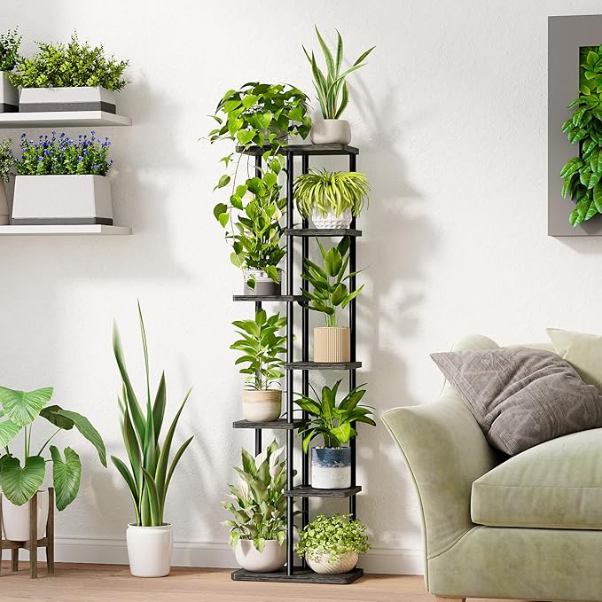 Bamworld Tall Plant Stand Indoor, Corner 7 Tier Metal Plant Shelf - Image 3
