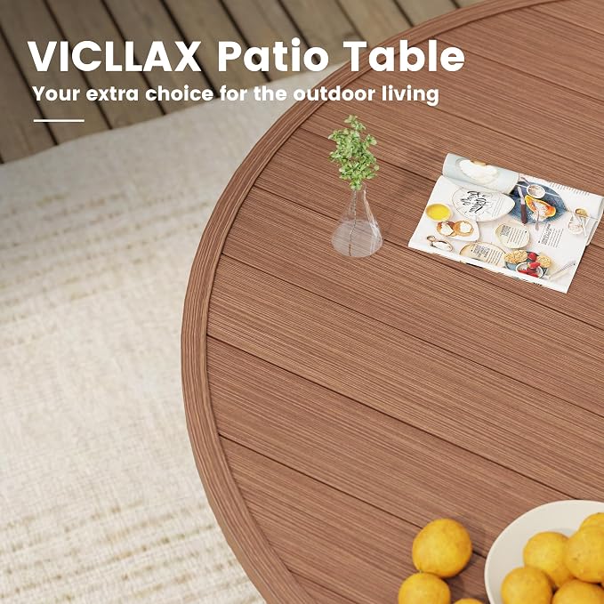 VICLLAX 47.2" Round Patio Table, Outdoor Dining Table - Image 6