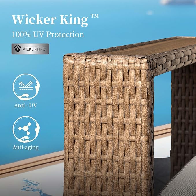 2 Pieces Patio Furniture Set, Outdoor Rattan Wicker Armchairs - Image 3