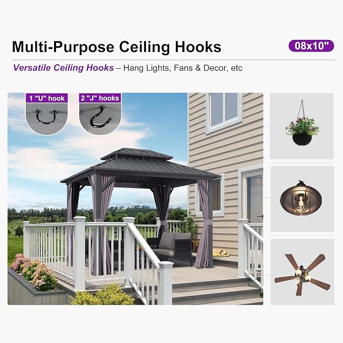 PURPLE LEAF 8' X 10' Permanent Hardtop Gazebo - Image 8