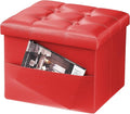 AmasSmile Red Storage Ottoman Folding Foot Rest Stool by AmasSmile