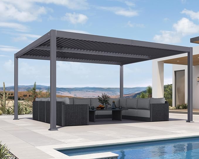 PURPLE LEAF Louvered Pergola 13' x 15' Aluminum Outdoor Pergola - Image 2