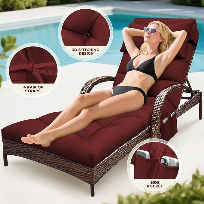 Outdoor Chaise Lounge Chair Cushion, Waterproof Outdoor Chair Cushions - Image 4